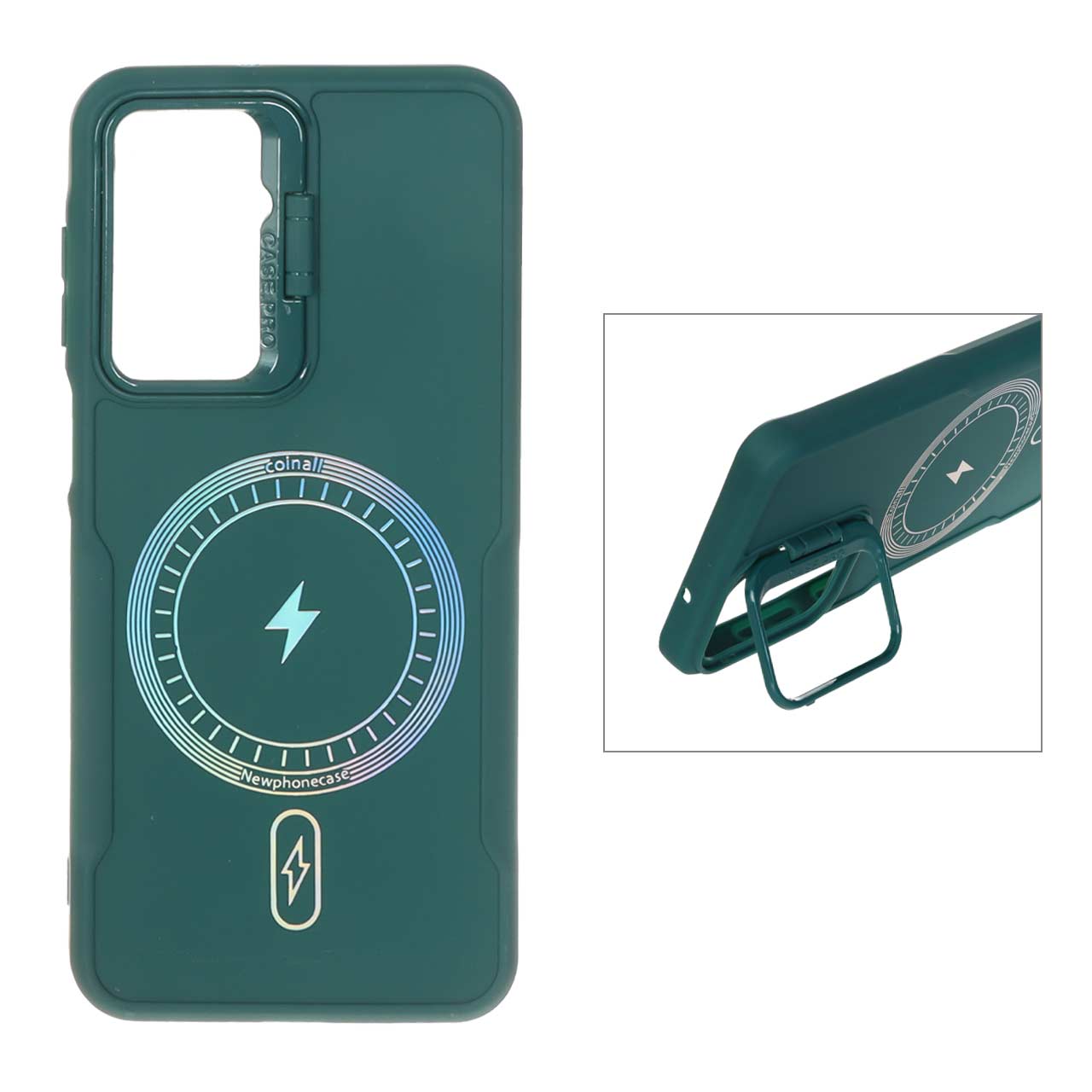 قاب Coinall طرح مگ سیف محافظ لنز استندشو Samsung Galaxy A17 / A16 / A26 - سبز