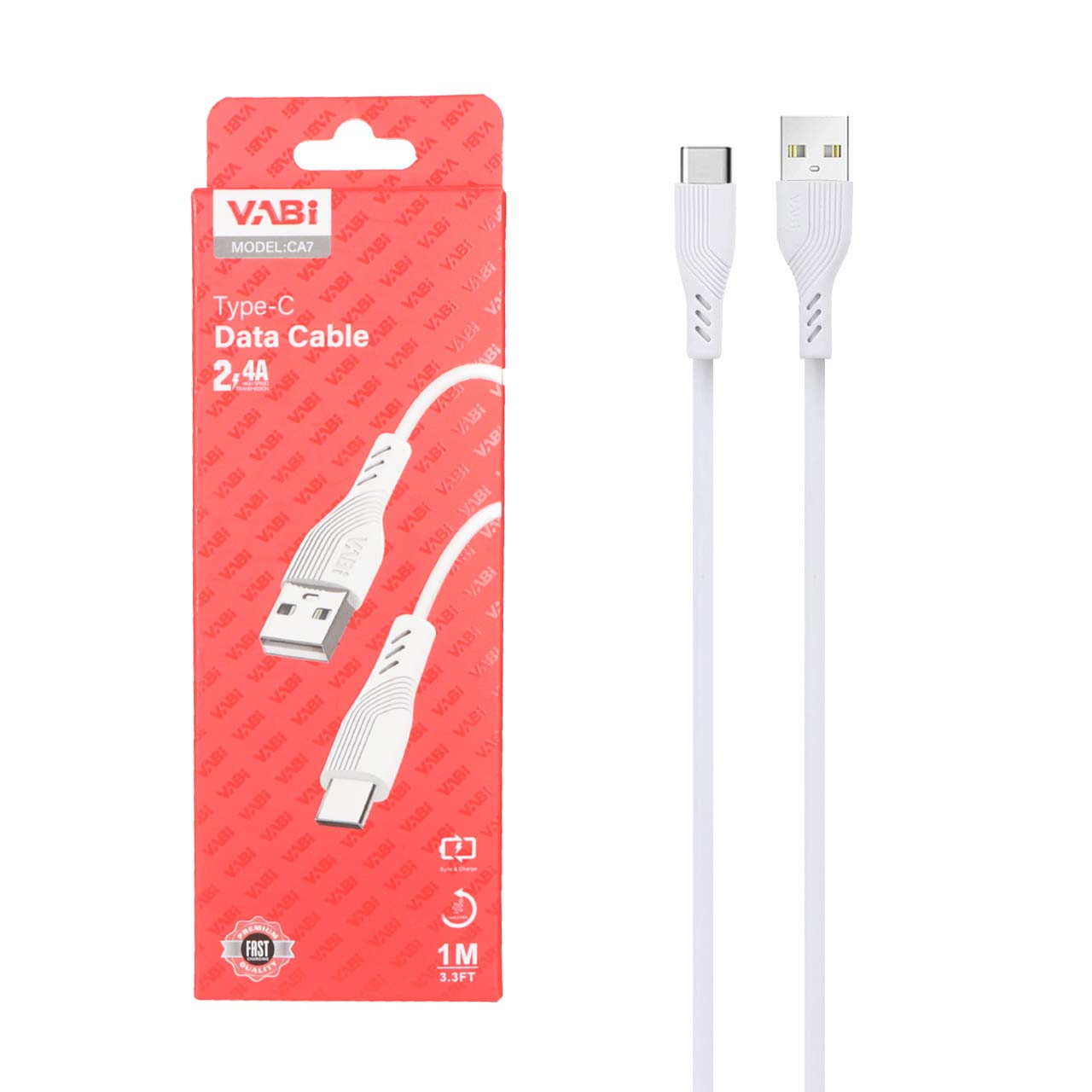 کابل شارژ فست VABI Type-C مدل CA07 - سفید